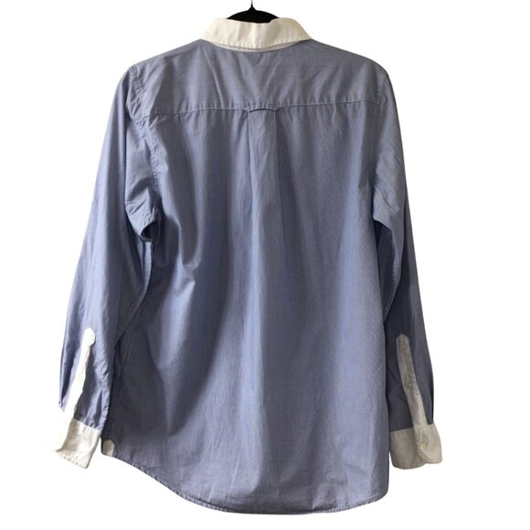 Gap Shirt Women’s S Small Blue White Boyfriend Fit Pinstriped Button Down Stripe - Picture 2 of 9